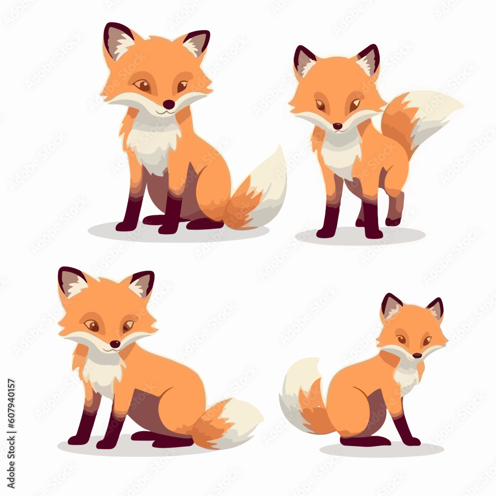 Versatile fox illustrations suitable for branding and logo design.