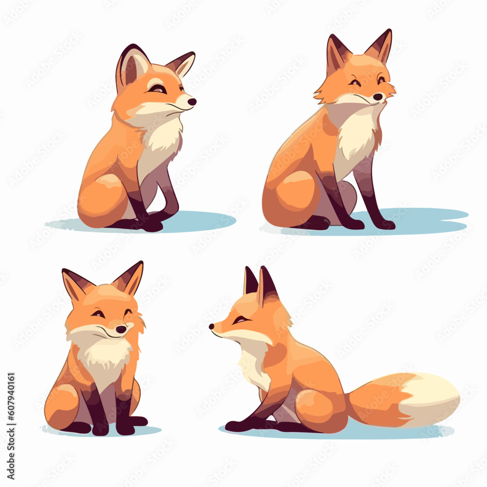 Fox illustrations in different poses, showcasing their agile movements.