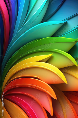 Abstract colorful background with leaves for design. Generative AI