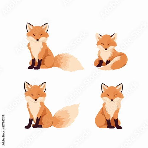 Vector illustrations of foxes featuring a range of expressive postures.