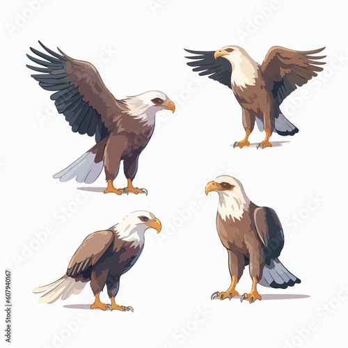 Vector illustrations of eagles suitable for nature conservation campaigns.