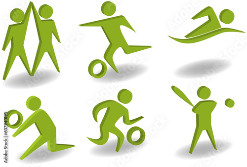 Wallpaper Mural Sports stick figures in a 3D style. Torontodigital.ca