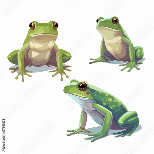 Charming frog illustrations displaying their unique movements and postures.