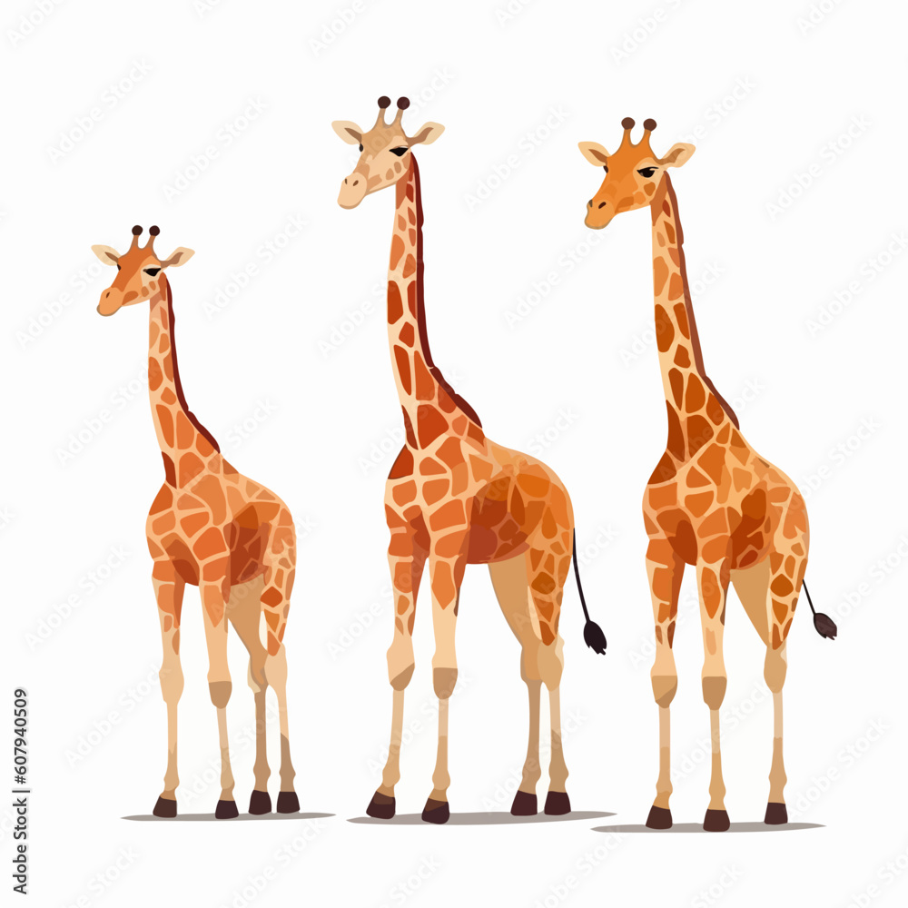 Obraz premium Artistic giraffe illustrations in vector format, suitable for digital media.