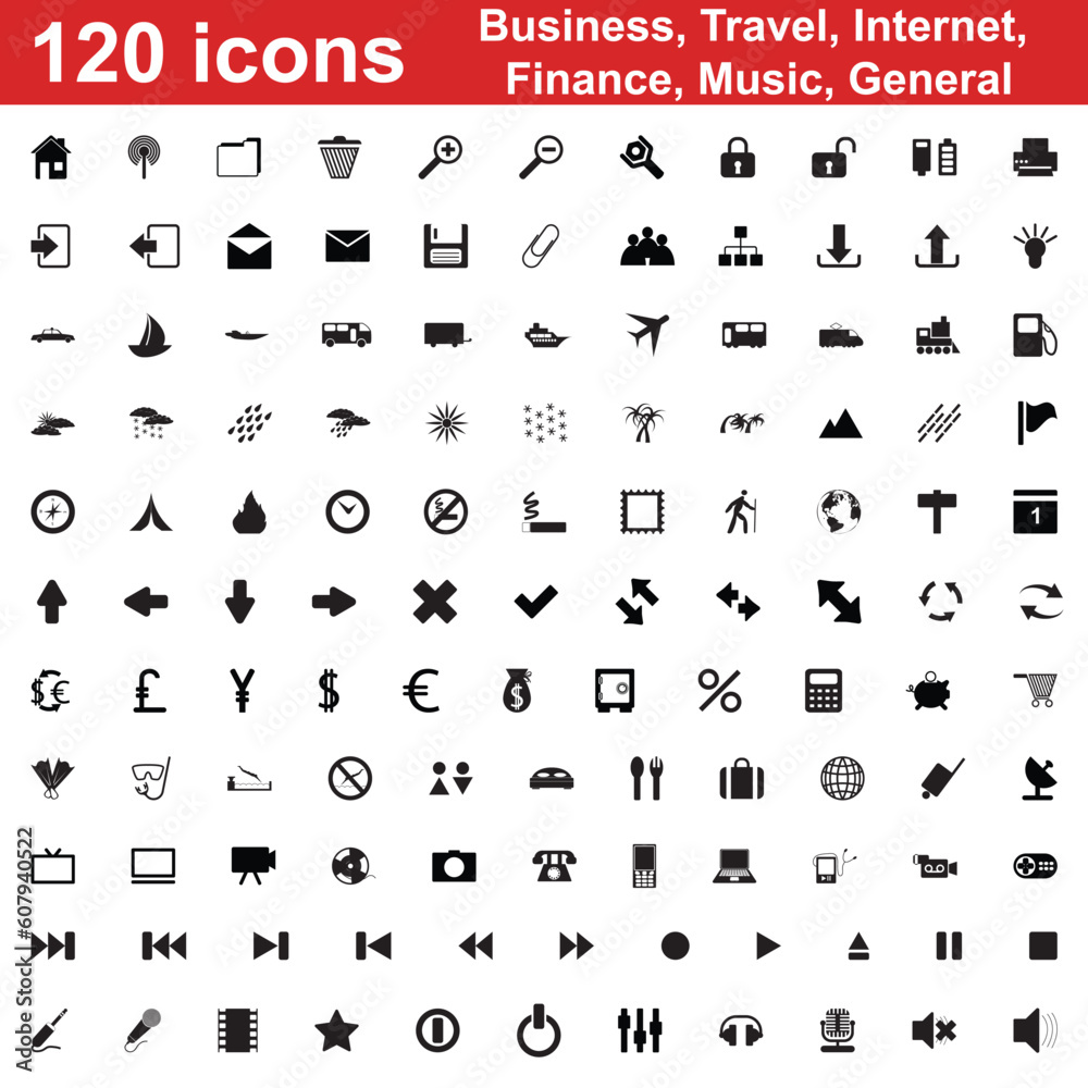 Biggest collection of 120 different icons for using in web design Biggest collection of 120 different icons for using in web design