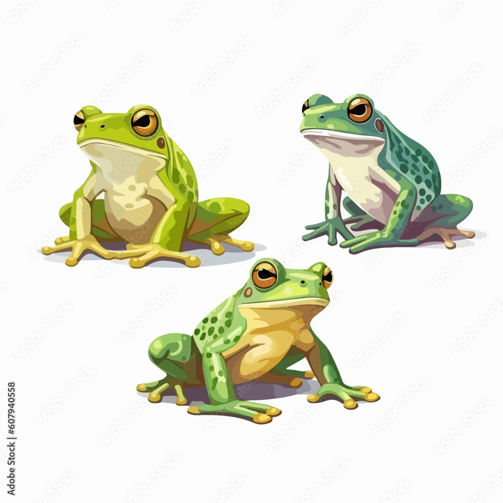 Fototapeta premium Dynamic frog illustrations capturing their energetic and lively nature.