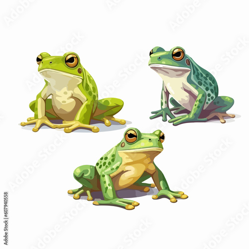 Dynamic frog illustrations capturing their energetic and lively nature. © Llama-World-studio