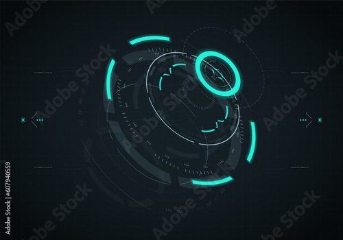 Hud futuristic element. Hi-tech user interface, 3d navigation panel. Abstract virtual technology. Vector illustration.