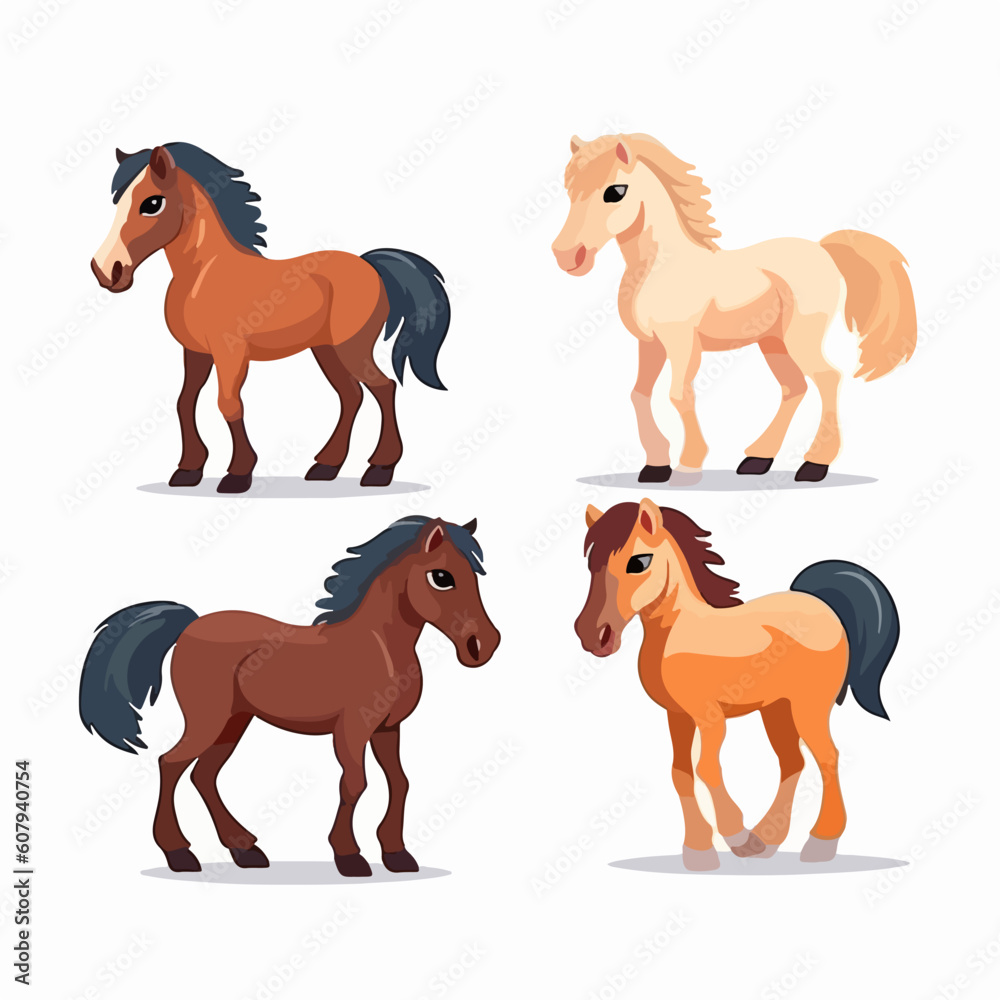 Delightful horse illustrations in different poses, suitable for stationery design. Delightful horse illustrations in different poses, suitable for stationery design.