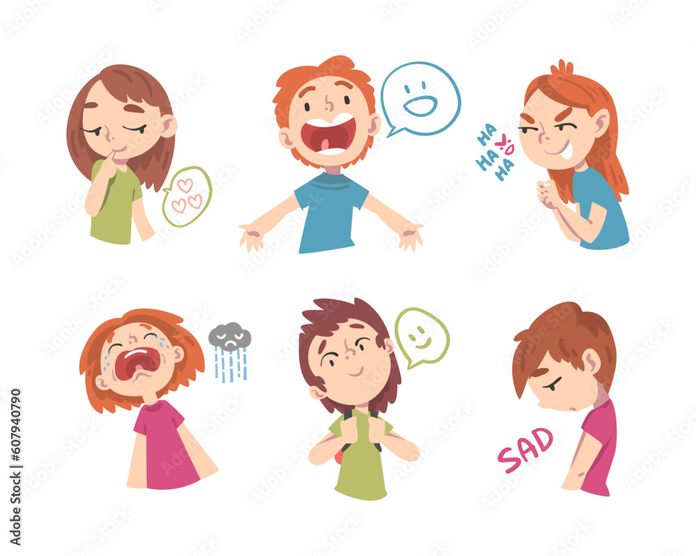 Little Children with Face Expression and Emotion Vector Set Little Children with Face Expression and Emotion Vector Set