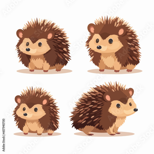 Dynamic hedgehog illustrations in various stances, ideal for web design.