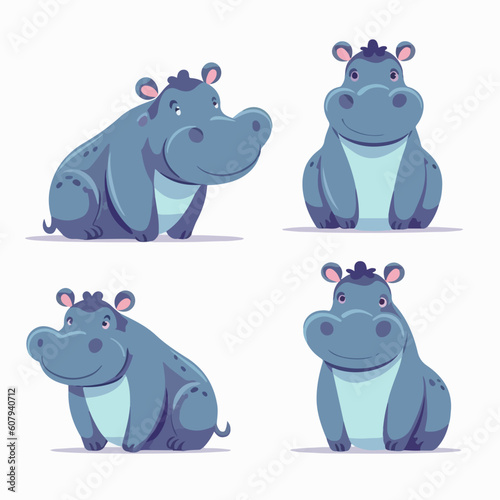 Endearing hippo illustrations in vector format, perfect for children's products.