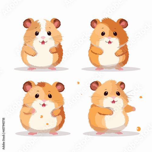 Delightful hamster illustrations in different poses, suitable for stationery design.