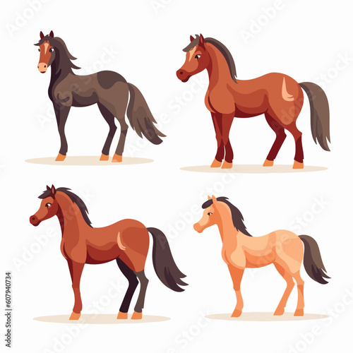 Elegant horse illustrations in different poses, ideal for art prints.