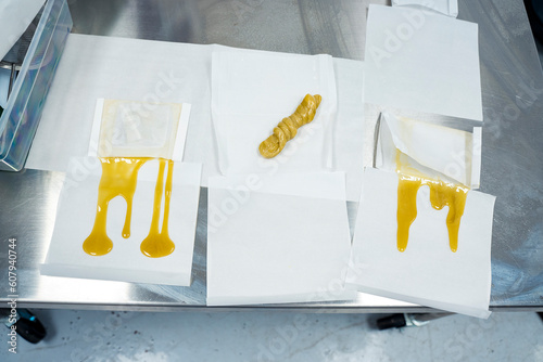 Fresh Pressed Cannabis Live Rosin On A Lab Table