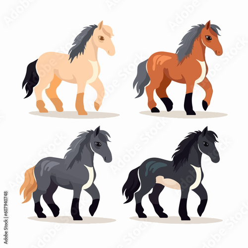 Endearing horse illustrations in vector format, adding charm to any project.