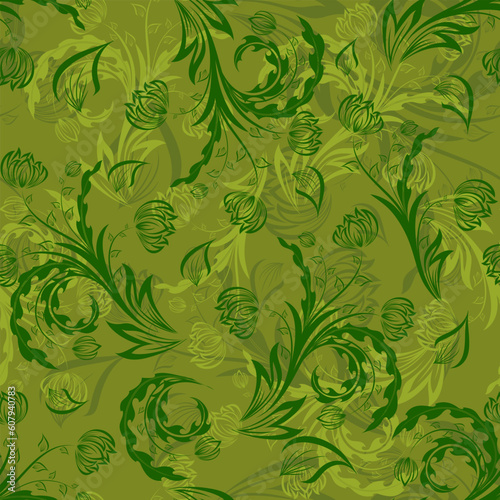 Seamless vector floral background. For easy making seamless pattern just drag all group into swatches bar, and use it for filling any contours.