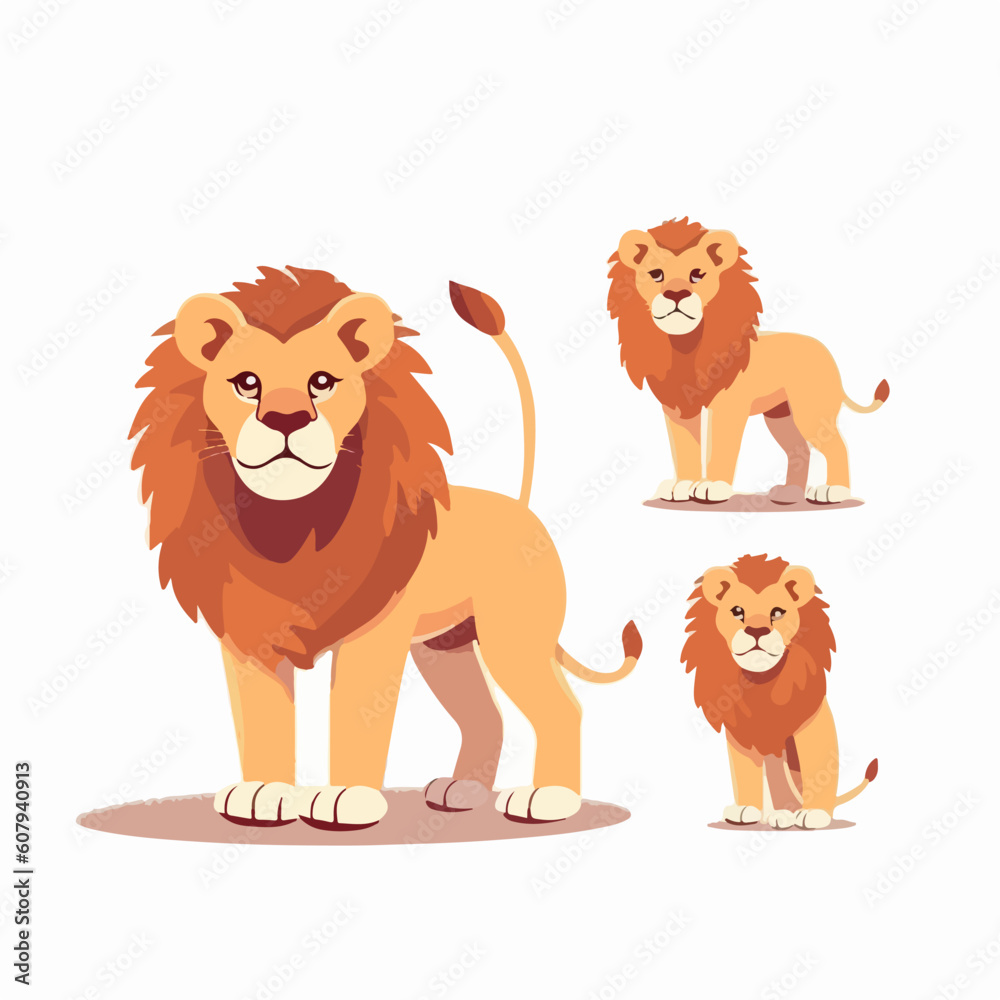 Obraz premium Vector lion illustrations capturing their fierce and noble nature.