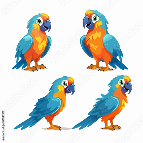Endearing macaw illustrations in vector format, perfect for nature-inspired designs.