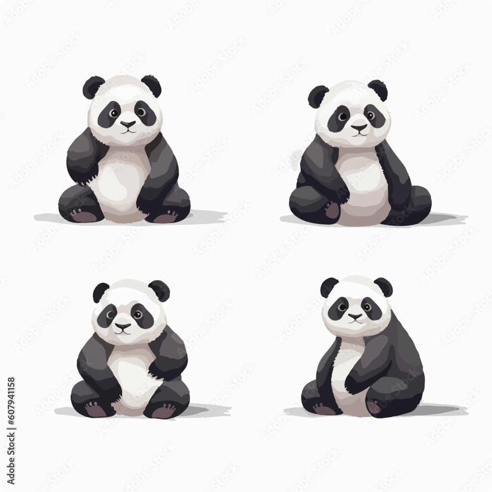 Obraz premium Quirky panda illustrations showcasing their lovable and clumsy behavior.