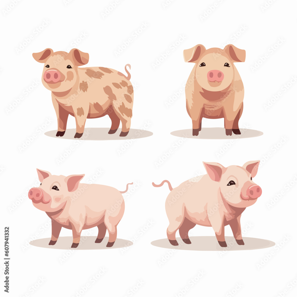 Lively pig illustrations capturing their playful and curious nature. Lively pig illustrations capturing their playful and curious nature.