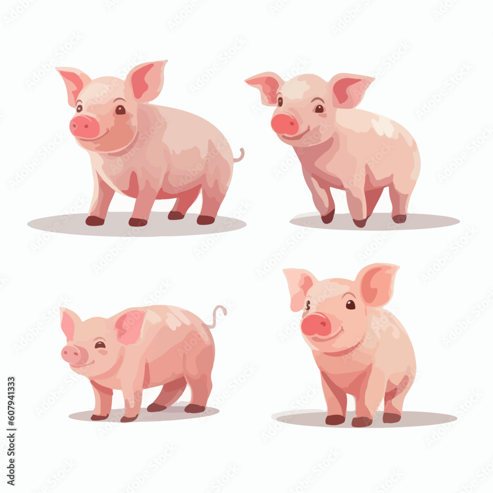 Whimsical pig illustrations in vector format, adding character to any project. Whimsical pig illustrations in vector format, adding character to any project.