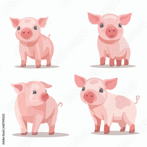 Cute and cuddly pig illustrations, ideal for social media graphics.