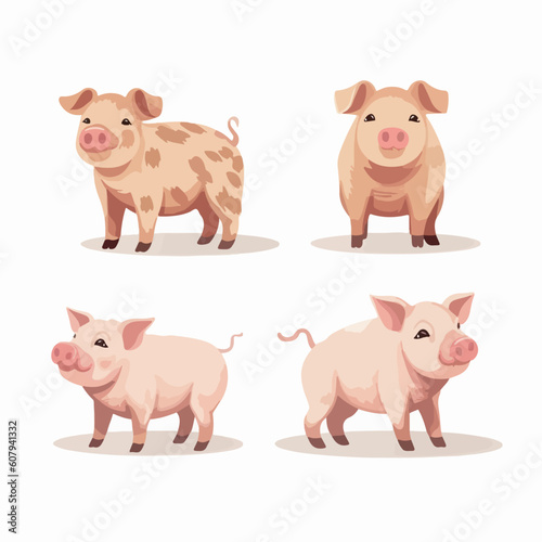 Lively pig illustrations capturing their playful and curious nature.