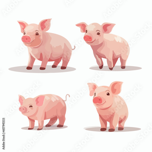 Whimsical pig illustrations in vector format, adding character to any project.