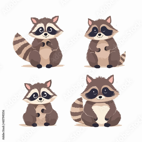 Creative raccoon illustrations showcasing their distinctive features.