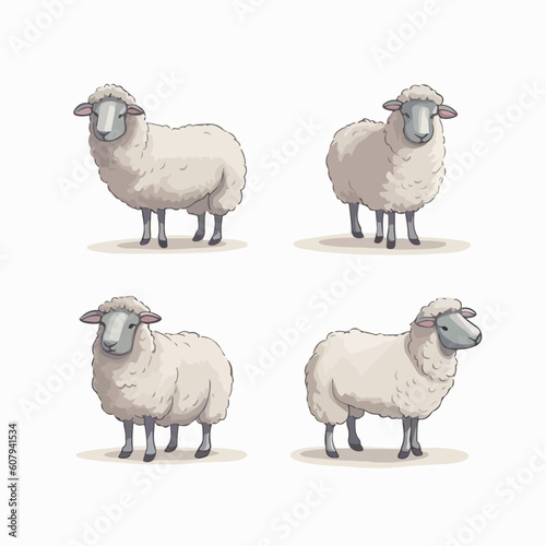 Adaptable sheep illustrations in various positions, perfect for educational materials.