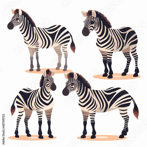 Dynamic zebra illustrations in different poses  ideal for nature-inspired artwork.