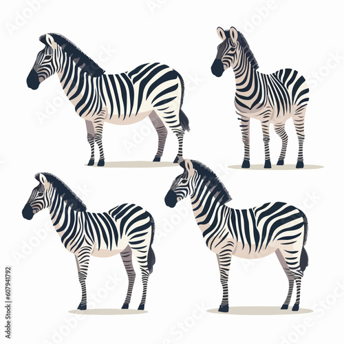 Whimsical zebra illustrations in different poses  suitable for children s books.