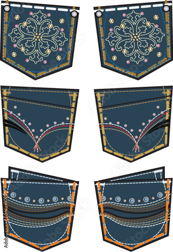 fancy back pockets with stones design