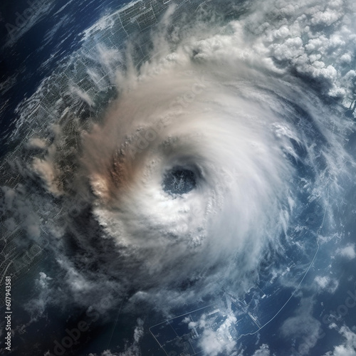 Aerial view of an anticyclone or storm. Generative AI. photo