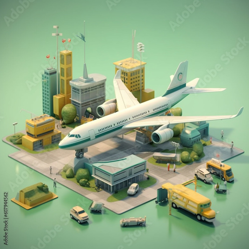 Illustration of an airport. Generative AI.