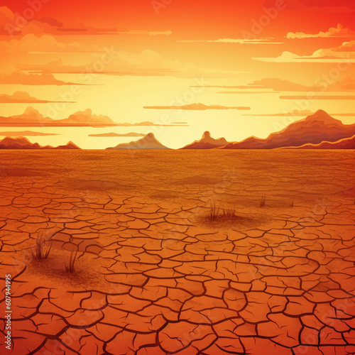 Concept of drought and global warming. Generative AI.