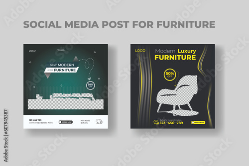 Modern corporate furniture social media post banner template