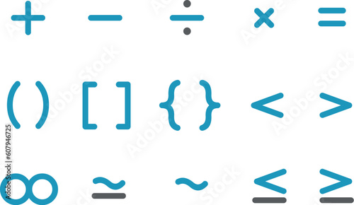 Vector icons pack - Blue Series, math collection