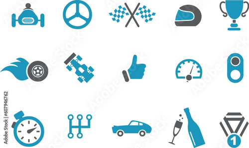 Vector icons pack - Blue Series, racing collection