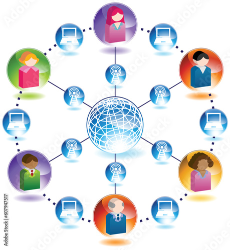 People connect to each other from around the 3D globe.