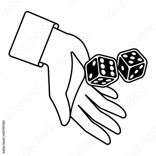 Playing dice illustration. Game craps image. Casino and betting background.