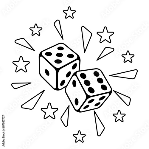 Playing dice illustration. Game craps image. Casino and betting background.