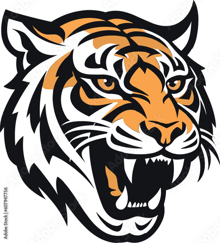 Fototapeta Naklejka Na Ścianę i Meble -  Bold Tiger Head Logo Mascot Vector Illustration Design for Brand Identity