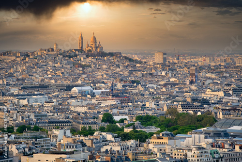 Paris aerial panorama with Mont Martre and Sacre Coeur photo