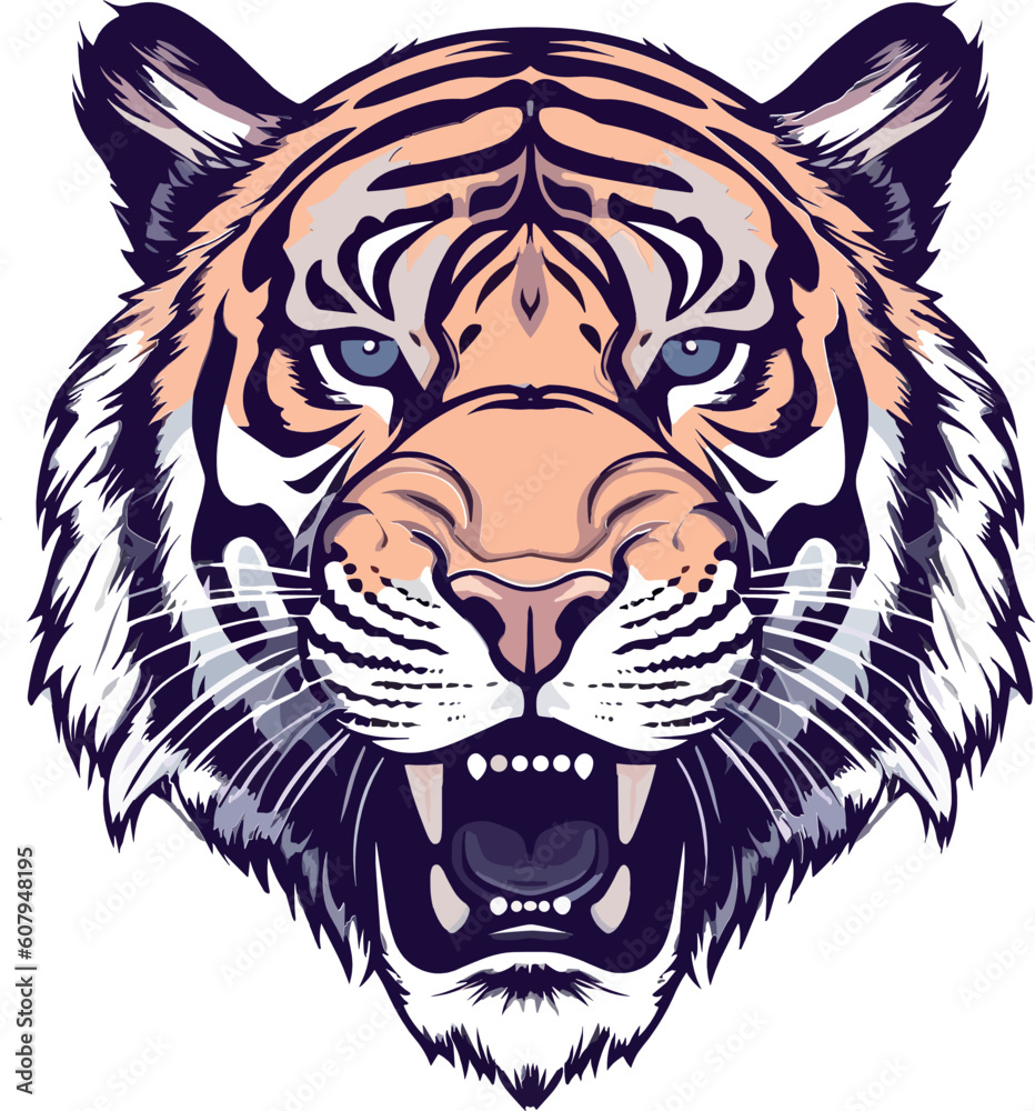 The fury of the tiger: vector illustration of a tiger's head