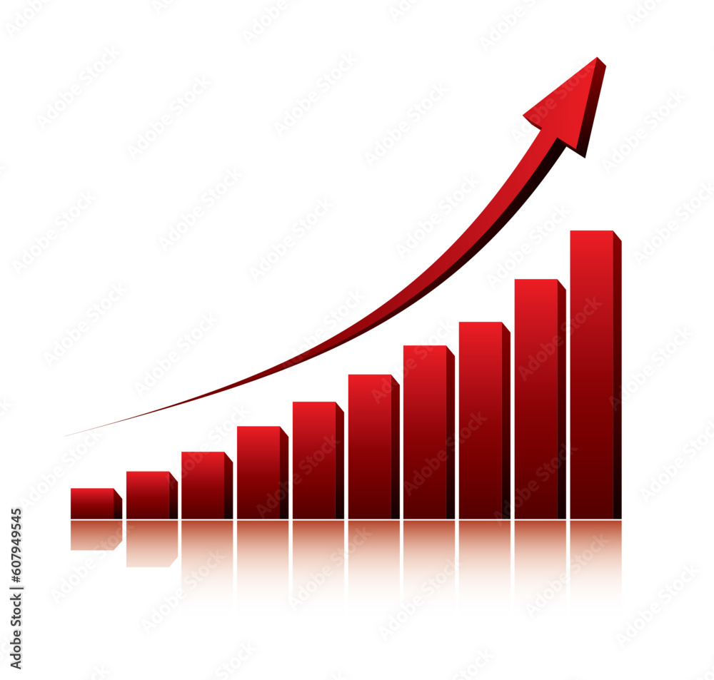 3d graph showing rise in profits or earnings / vector illustration 3d graph showing rise in profits or earnings / vector illustration