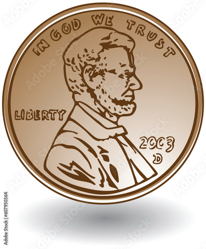 3D image of a penny.