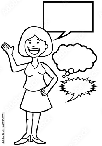 Girl has something important to say - black and white version.