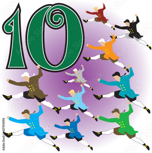 The 12 Days of Christmas, vector Illustration. There is one for each day, can be used as an educational flash card for counting.